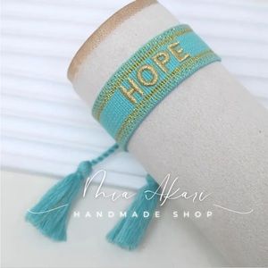 Hope Bohemia Embroidery letter tassel Bracelet handmade Adjustable Rope